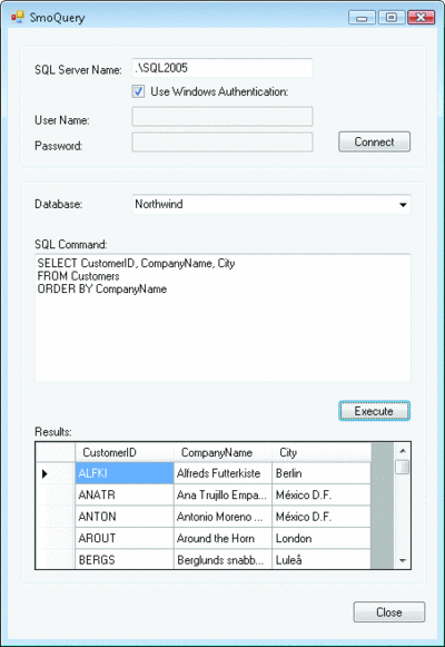 Figure 1 Connecting to a Server via SMO