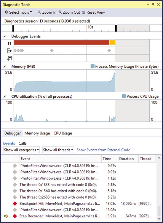 Visual Studio2015年新的診斷工具視窗