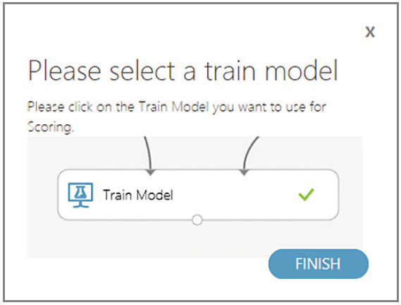 Azure Machine Learning Studio 會提示您挑選定型模型 」 模組