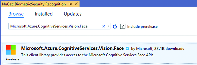 人臉識別 API 的 NuGet 套件