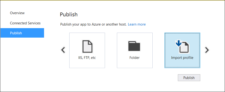 Publish dialog page