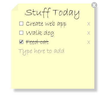 顯示具有三個專案的清單螢幕擷取畫面。最後一個專案會經過檢查,並透過它具有刪除線。