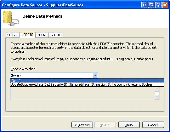 將 [Drop-Down 列表] 設定為 [更新] 索引標籤中的 [無 (]) 