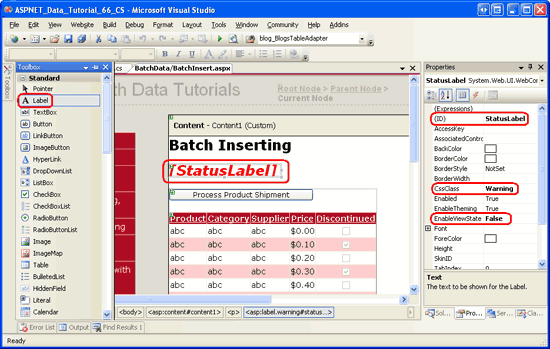 將 StatusLabel 控件放在兩個面板控件上方