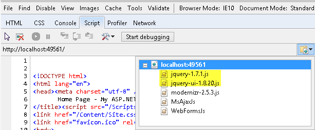 直接從本機 IIS 伺服器載入 jQuery JavaScript 檔案