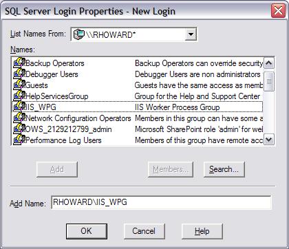 Windows SQL Enterprise Manager SQL Server [登入屬性] 畫面的螢幕快照。畫面會顯示伺服器名稱的清單。