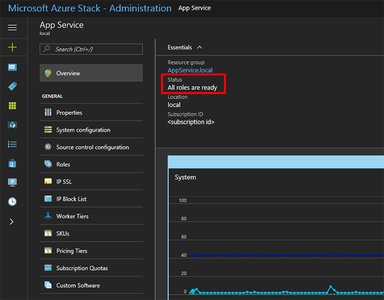 在 Azure Stack Hub 系統管理入口網站中 App Service 管理
