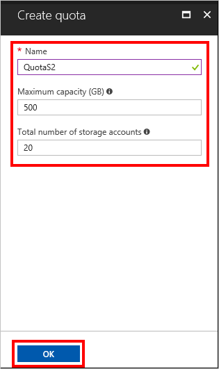 顯示如何在 Azure Stack Hub 中為新方案建立新配額的螢幕快照。