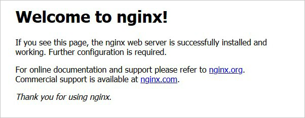 [歡迎使用 nginx!“ 頁面表示已成功安裝 nginx Web 伺服器,而且需要進一步的設定。有兩個連結會導致支持資訊。