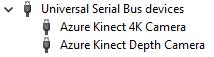 Azure Kinect cameras in Windows device manager
