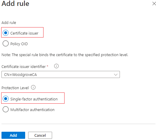 Screenshot of multifactor authentication policy.