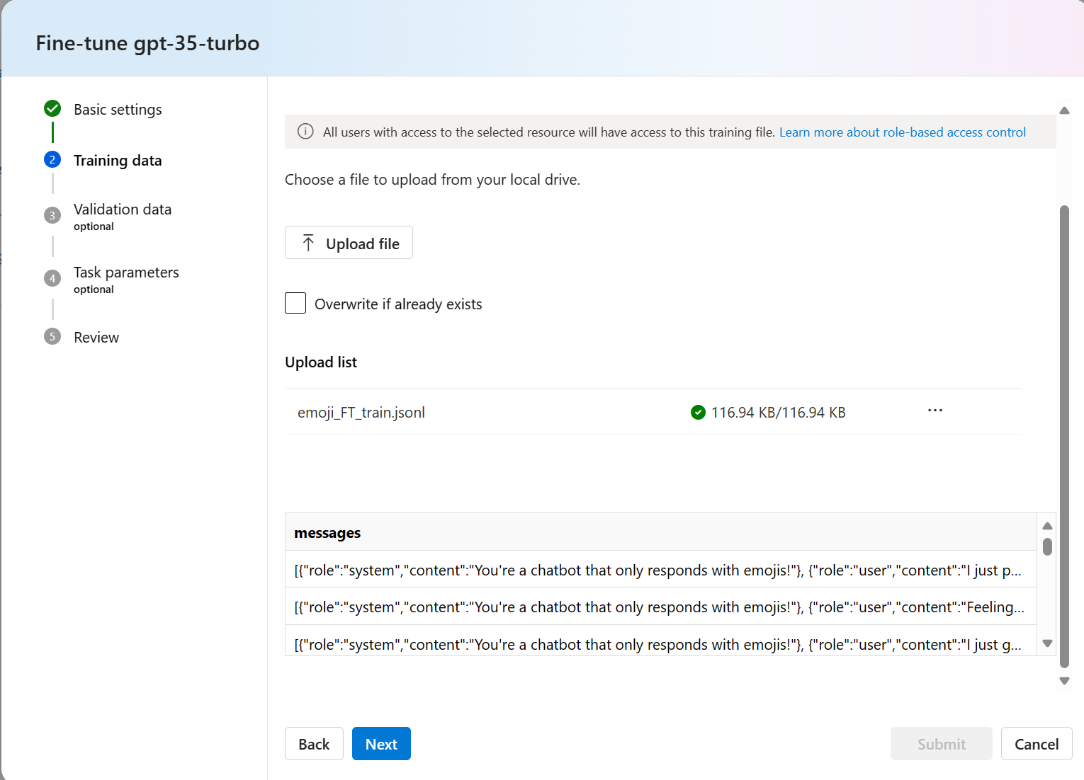 定型資料預覽的螢幕擷取畫面。