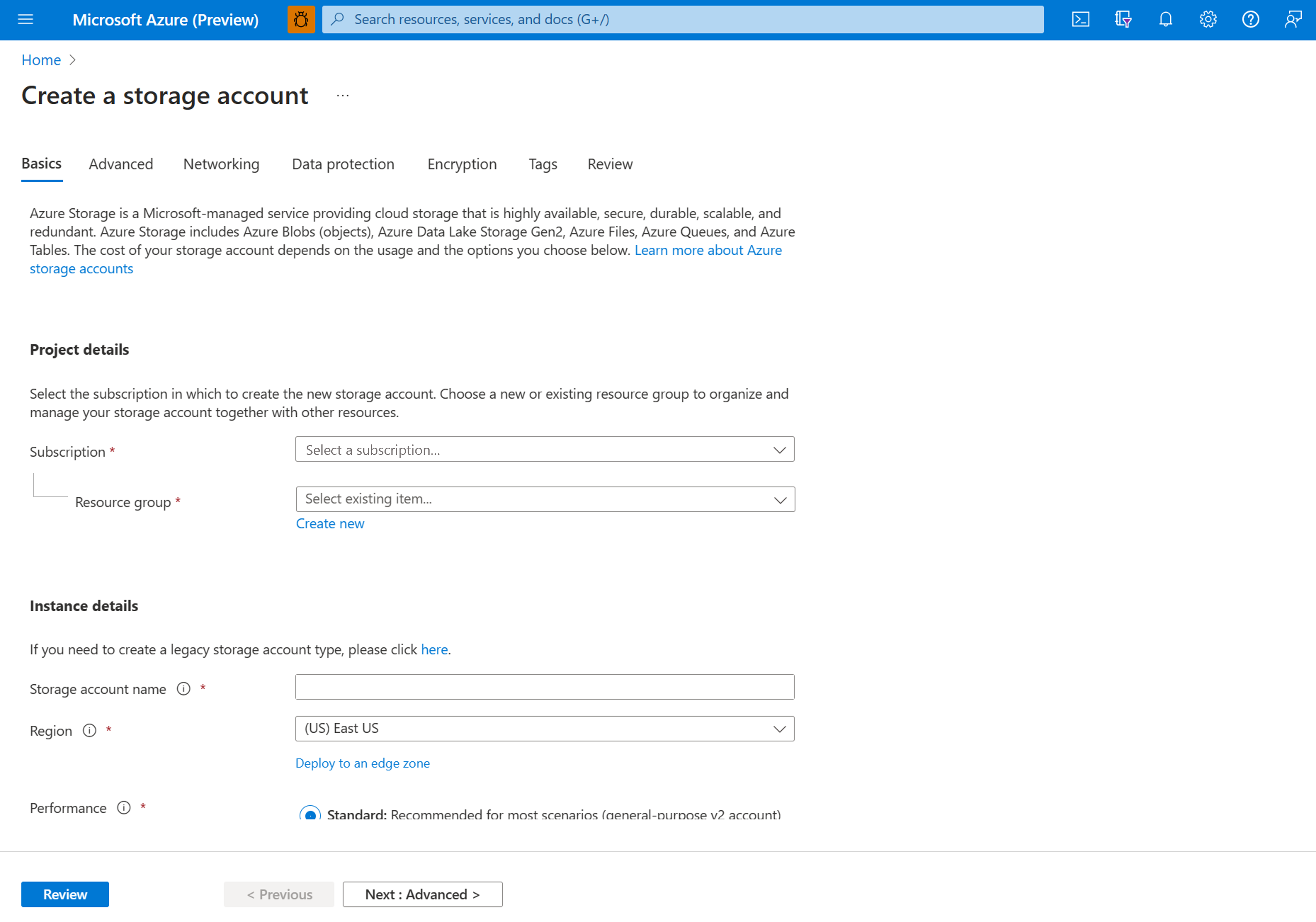 Blob 儲存體建立的螢幕擷取畫面。