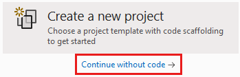 Screenshot that shows the Visual Studio 2019 start window.