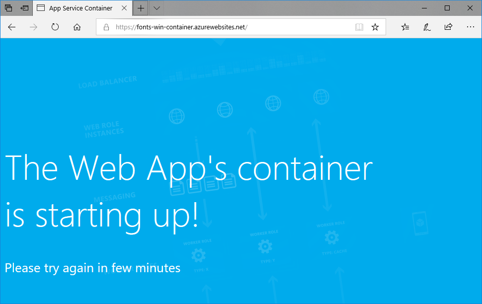 顯示 Web 應用程式的新瀏覽器頁面。
