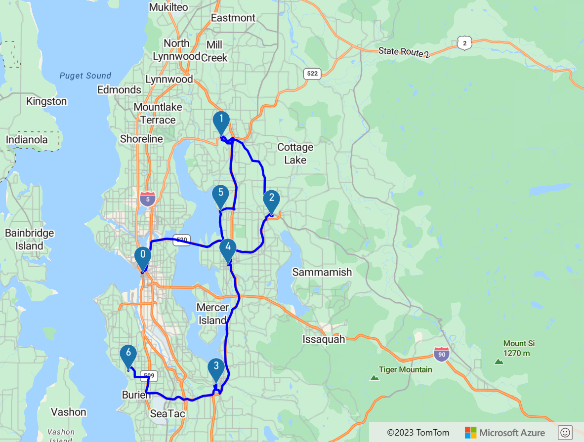 來自 Route 服務的地圖範例。