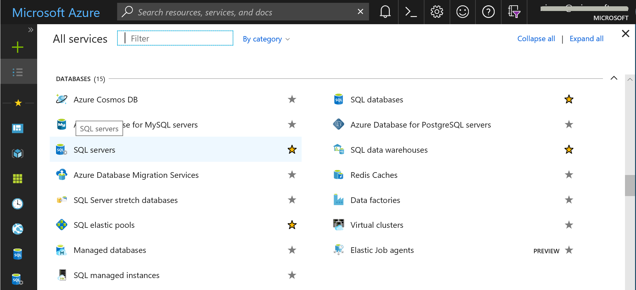 在入口網站中尋找您的 Azure SQL Database 伺服器