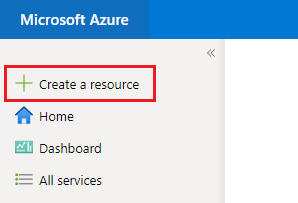 Azure 入口網站的螢幕擷取畫面，其中顯示建立資源的按鈕。