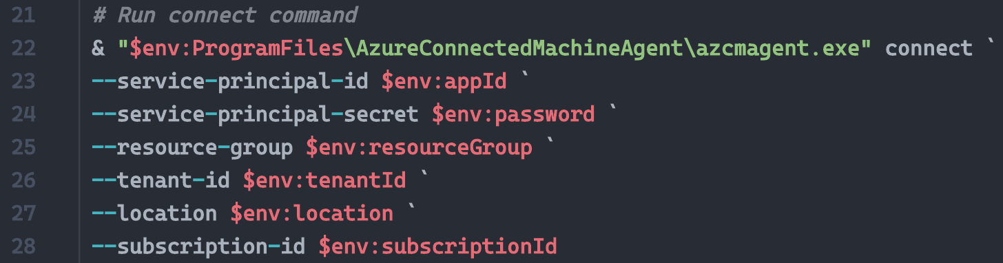 A screenshot of the install_arc_agent PowerShell script.