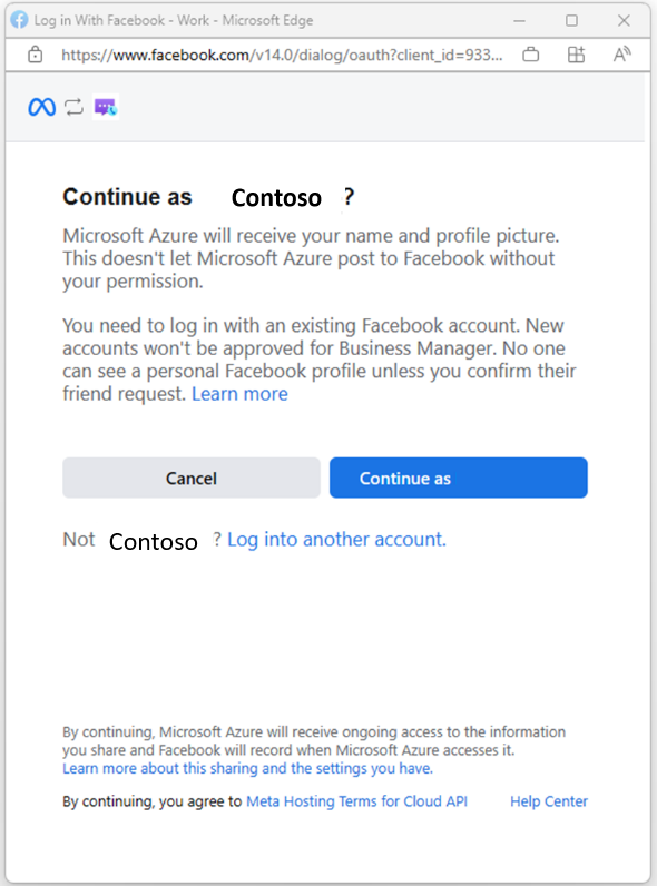 Screenshot that shows Facebook authorization page.