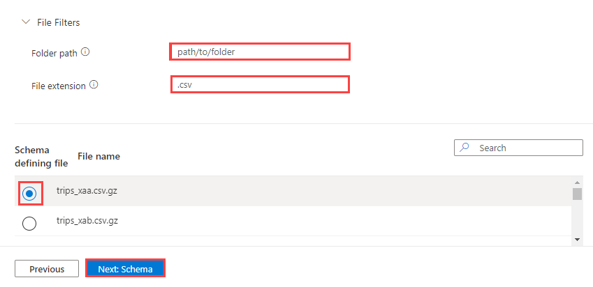 在 [匯入新數據] 畫面的 [來源] 索引標籤中篩選數據的截圖。