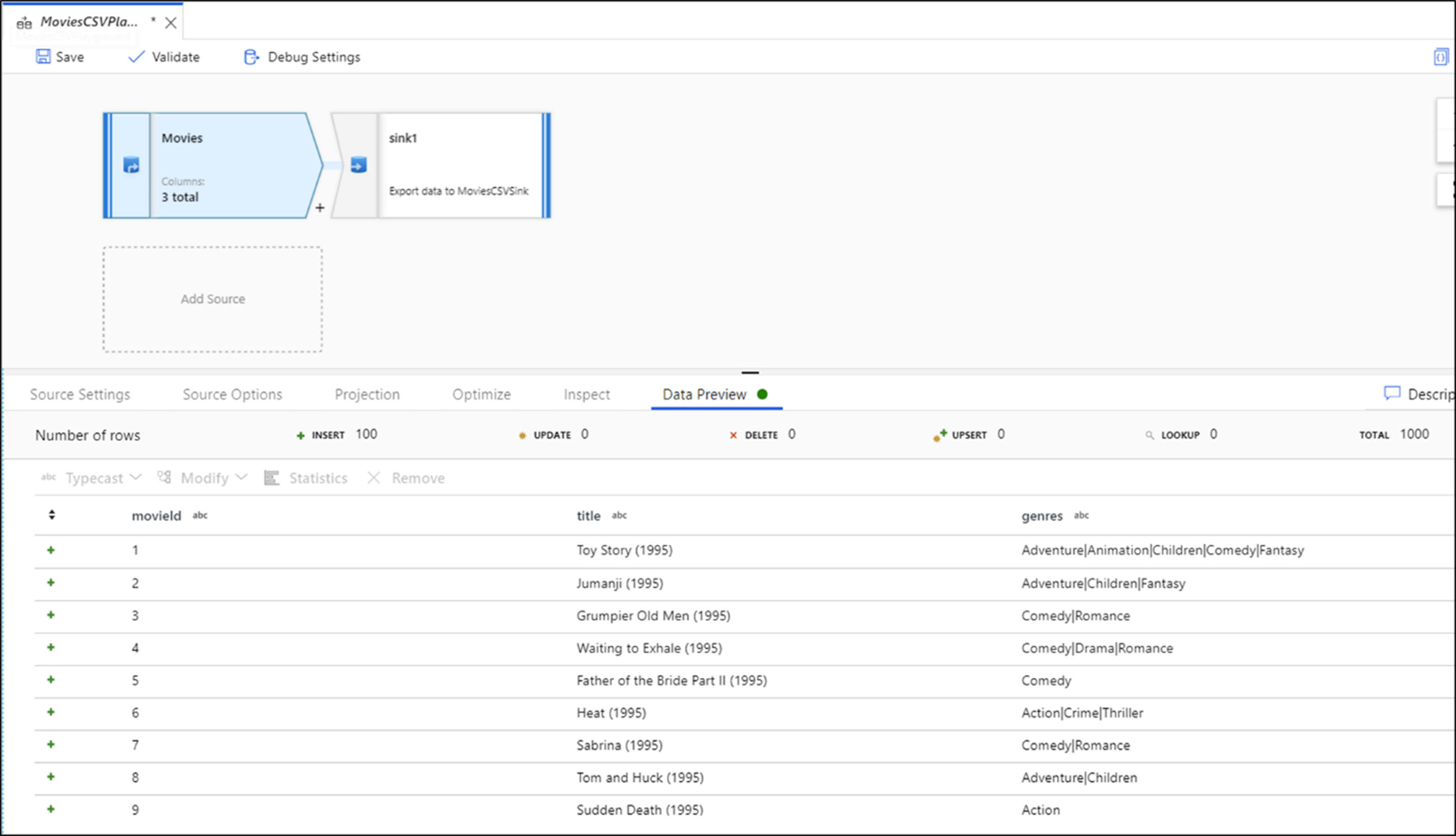 顯示數據預覽功能的螢幕快照。