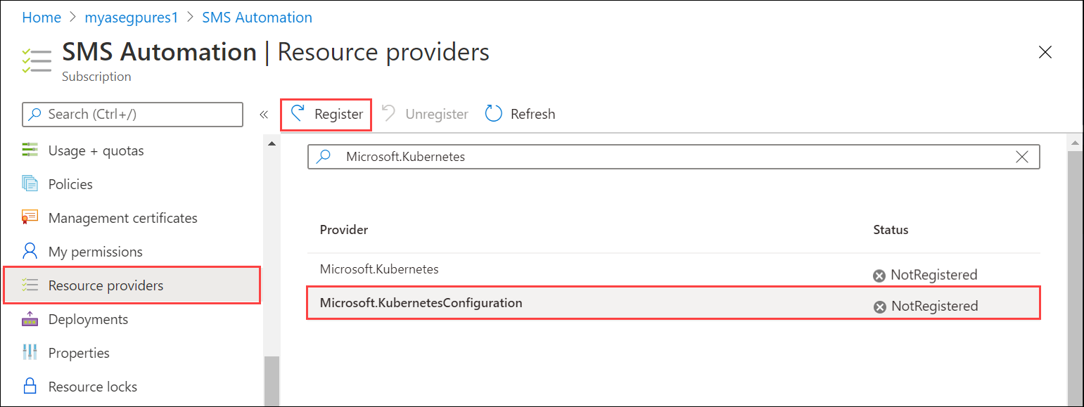 註冊 Kubernetes 資源提供者的截圖 2.