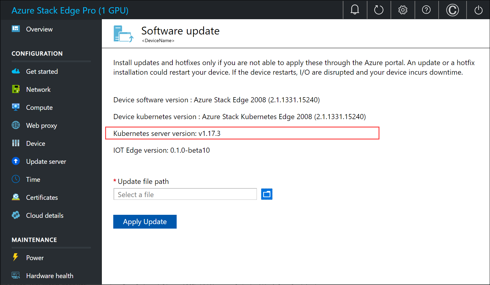 驗證 Kubernetes 伺服器版本號的截圖。