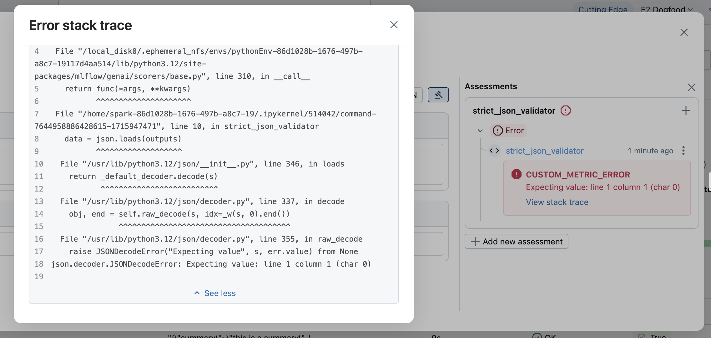 評估結果中的錯誤詳細數據