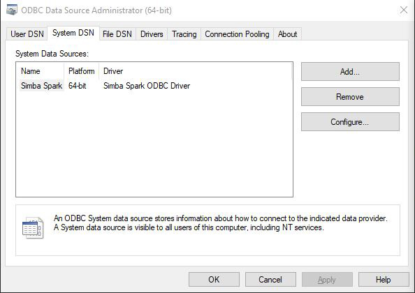 ODBC Data Sources application