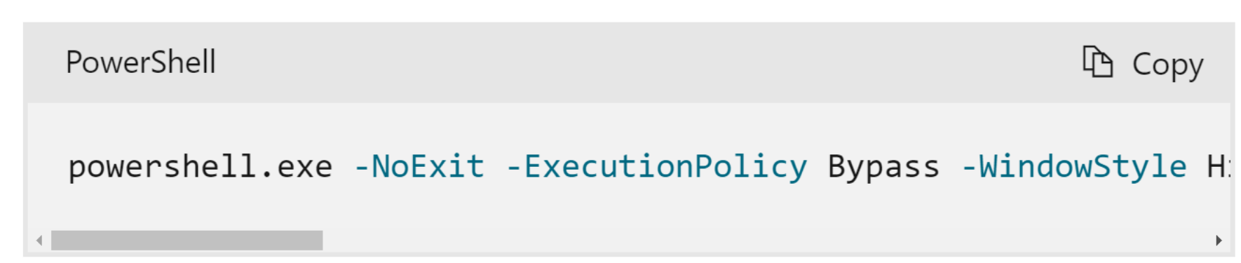 顯示 PowerShell 訊息行的螢幕擷取畫面。