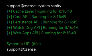 system sanity 命令的螢幕擷取畫面。