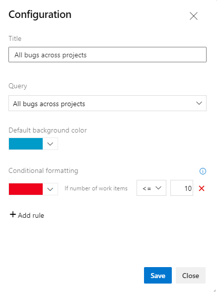 [設定查詢圖塊 widget] 對話框的螢幕快照。