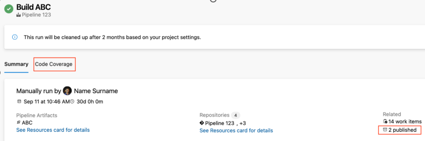 螢幕擷取畫面顯示 [摘要] 索引標籤，其中包含手動執行和 2 個已發佈的專案。