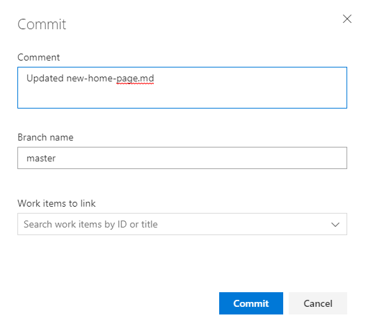 Screenshot of the Commit dialog.