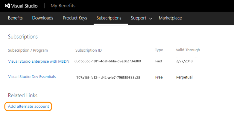 新增替代帳號到訂閱