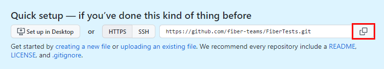 GitHub 網站上的新存放庫 [快速設定] 頁面螢幕擷取畫面。