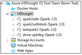 Azure Explorer3 中的 HDInsight Spark 叢集