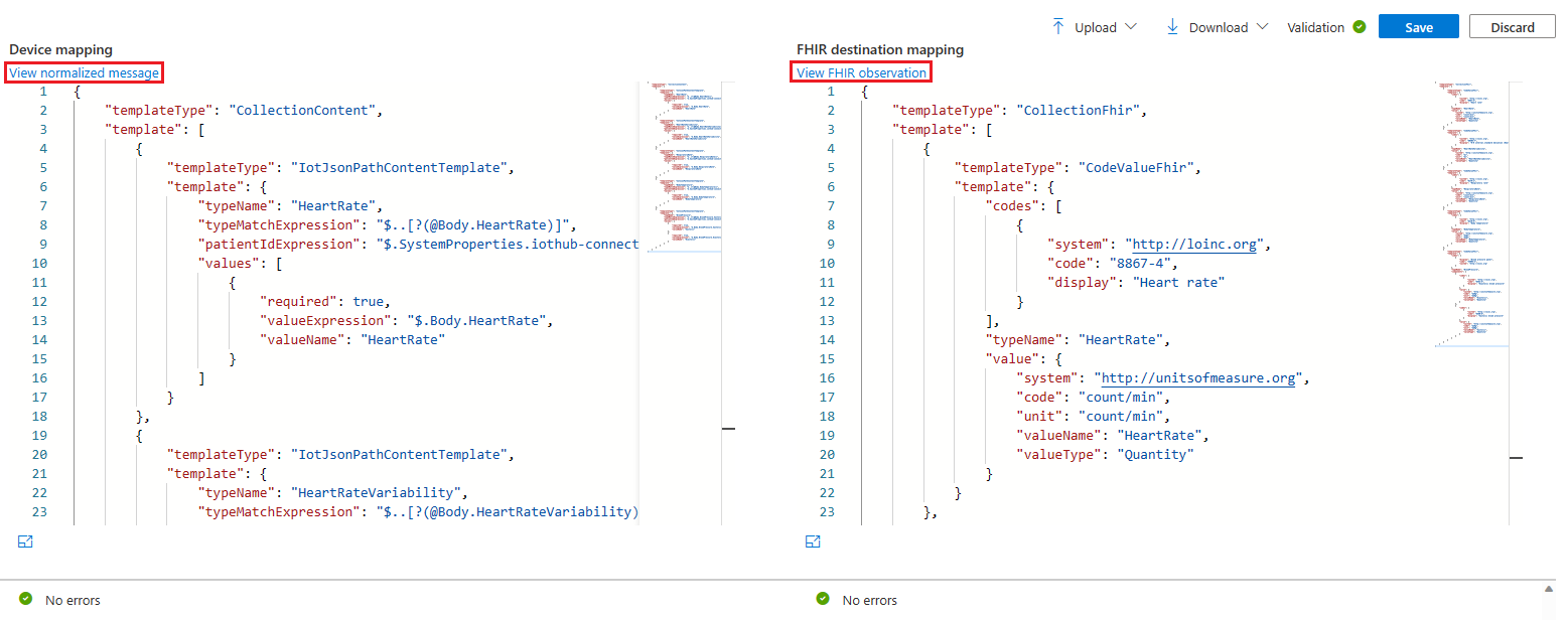 Screenshot View normalized message and View FHIR observation available.