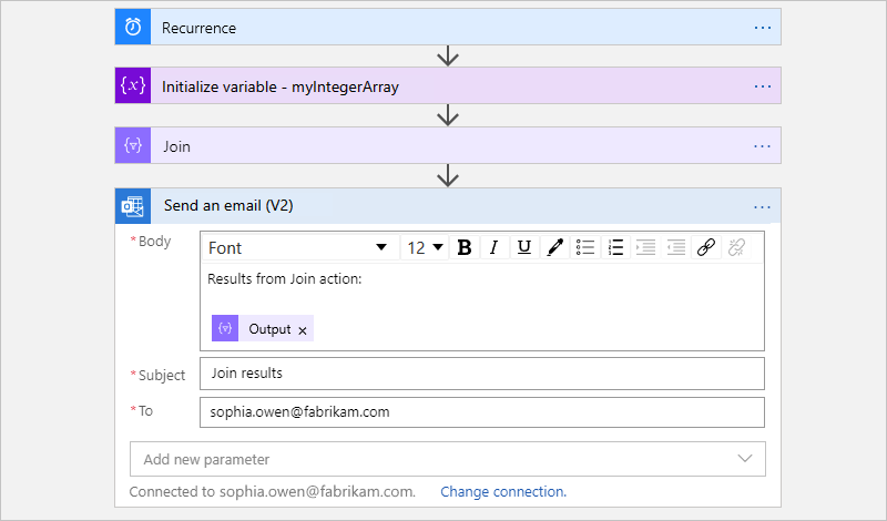 Screenshot showing a Consumption workflow with the finished 