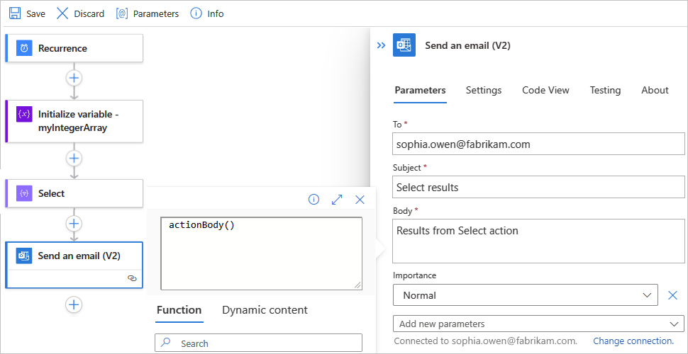 Screenshot showing a Standard workflow with the 