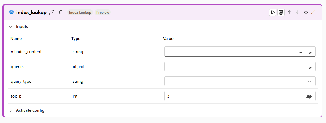 Screenshot that shows the Vector Index Lookup tool.