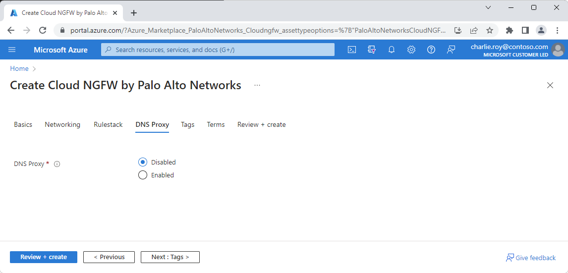 Palo Alto Networks 建立體驗中 DNS Proxy 的螢幕擷取畫面。