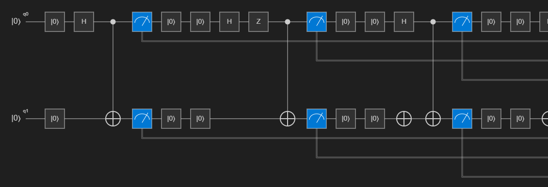 Visual Studio Code 的螢幕快照,顯示如何可視化單 Q# 一作業的線路。