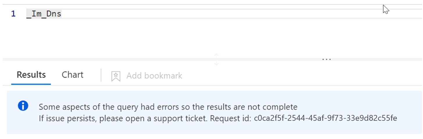 與 ASIM 相關的誤導性信息消息的屏幕截圖。