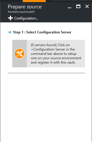 Screenshot that shows how to select the configuration server.