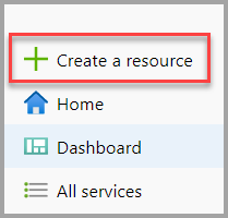 Azure 入口網站的螢幕擷取畫面。在 Azure 入口網站 中建立資源。