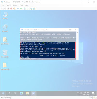 正在下載到主機的支援包的屏幕截圖。