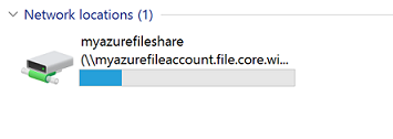顯示 Azure 檔案共享現在已掛接的螢幕快照。