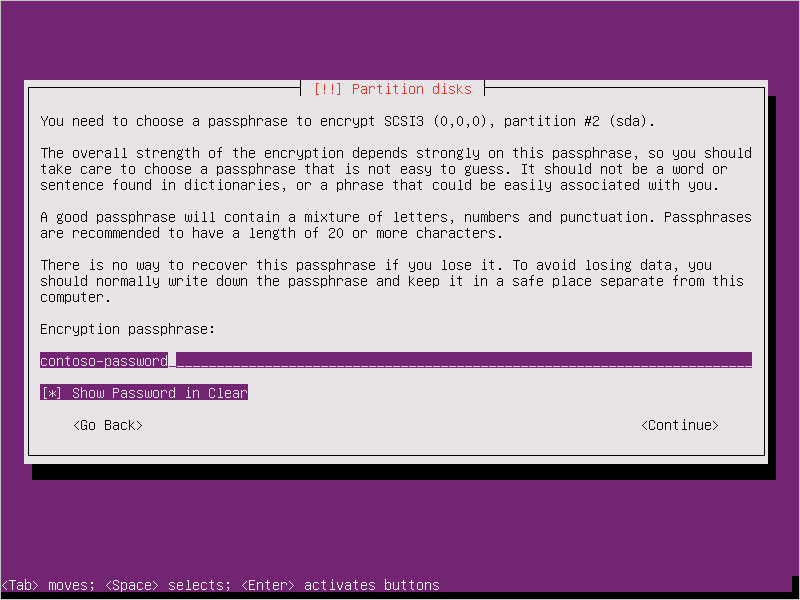 Ubuntu 16.04 安裝程式 - 提供複雜密碼